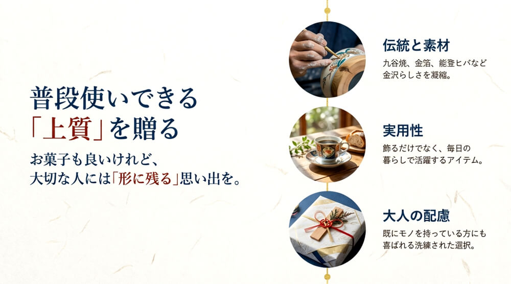 「実用的」「金沢らしさ」「通販可能」という3つの基準