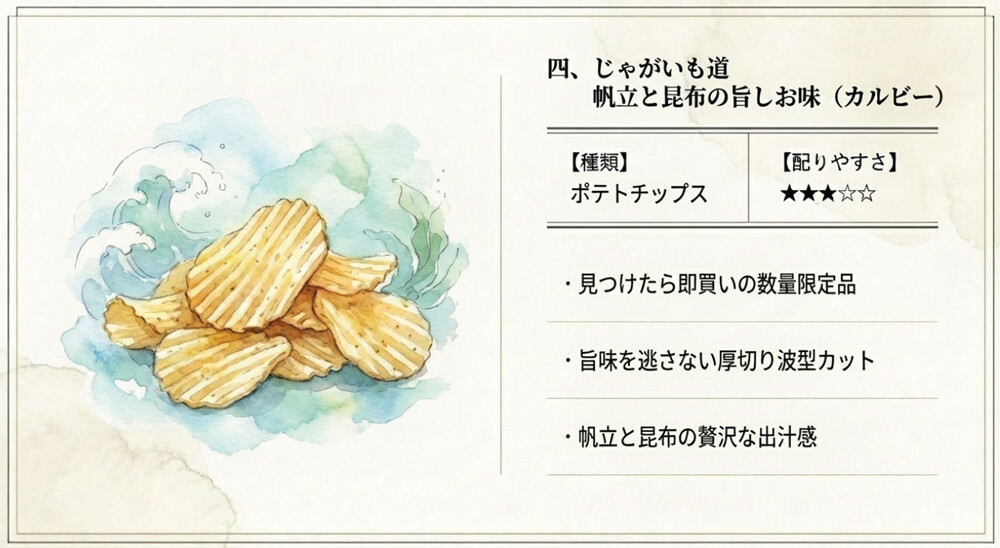 じゃがいも道 帆立と昆布の旨しお味（カルビー）