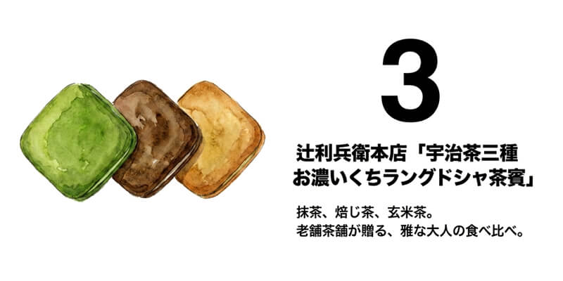 【辻利兵衛本店】宇治茶三種 お濃いくちラングドシャ茶賓