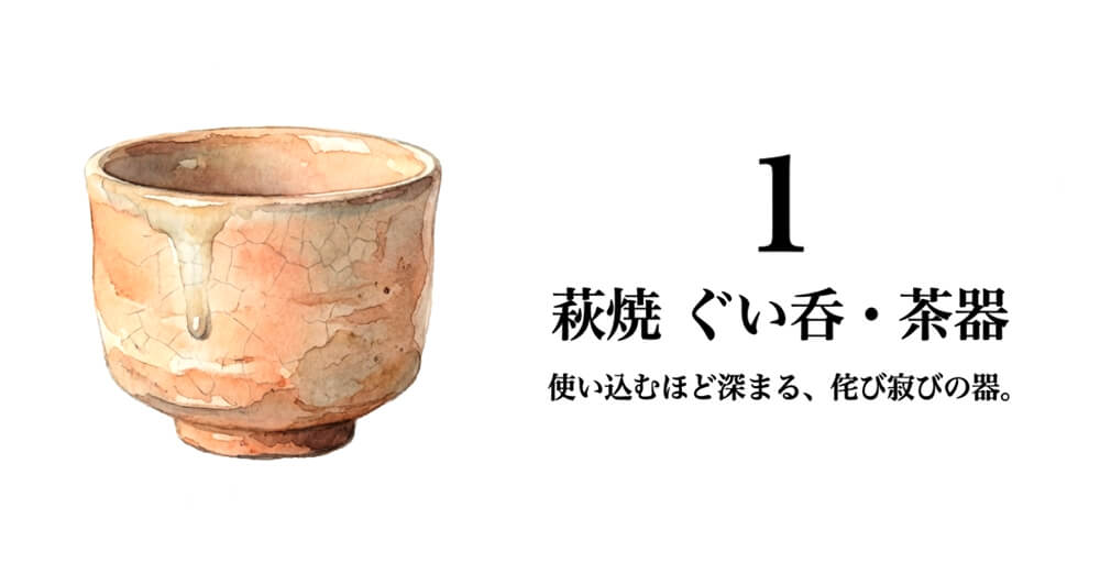 【泉流山など】萩焼（はぎやき） ぐい呑・茶器